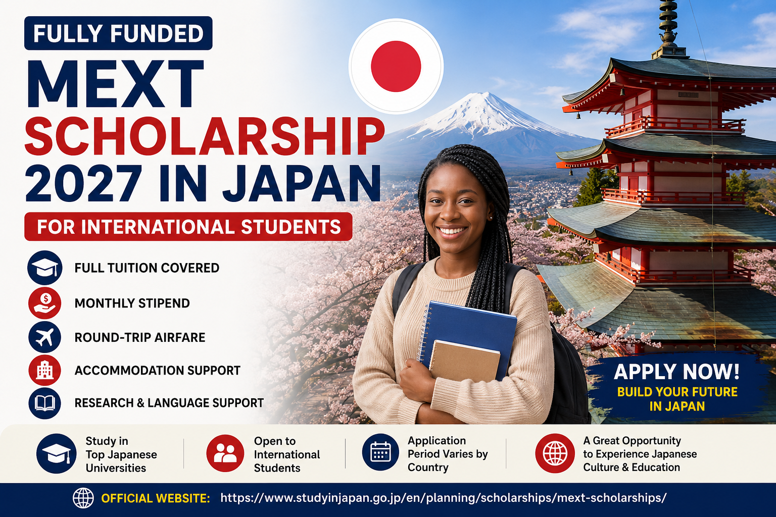 MEXT Scholarship 2027 in Japan (Fully Funded)