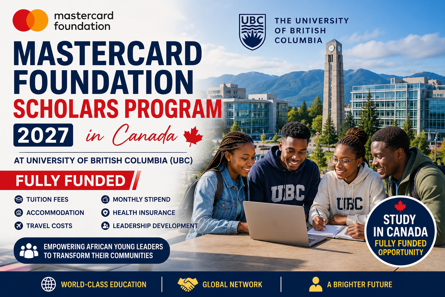 Mastercard Foundation Scholars Program 2027 in Canada Fully Fund